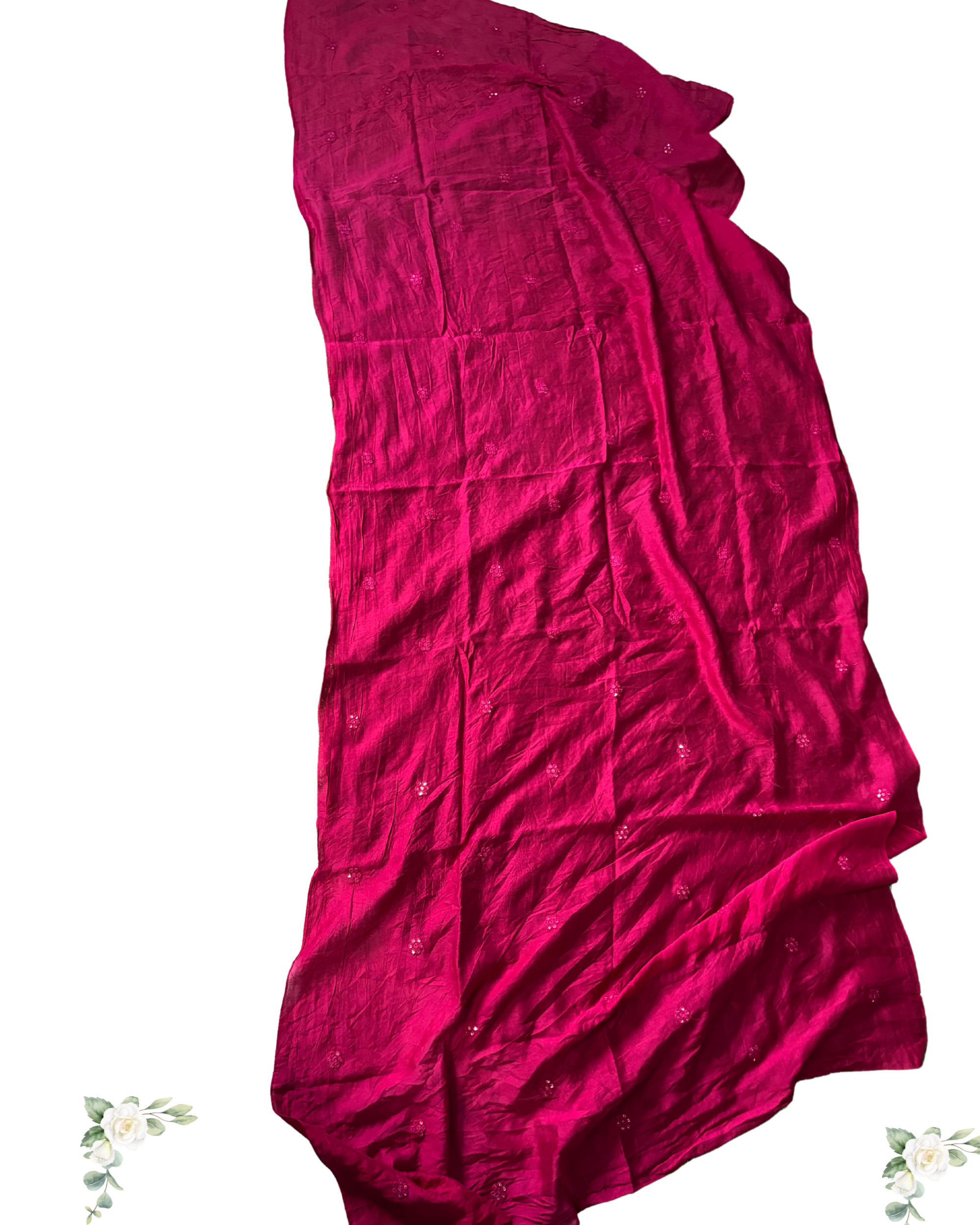 Wine Red Hand Work Mul Chanderi Cotton Anarkali