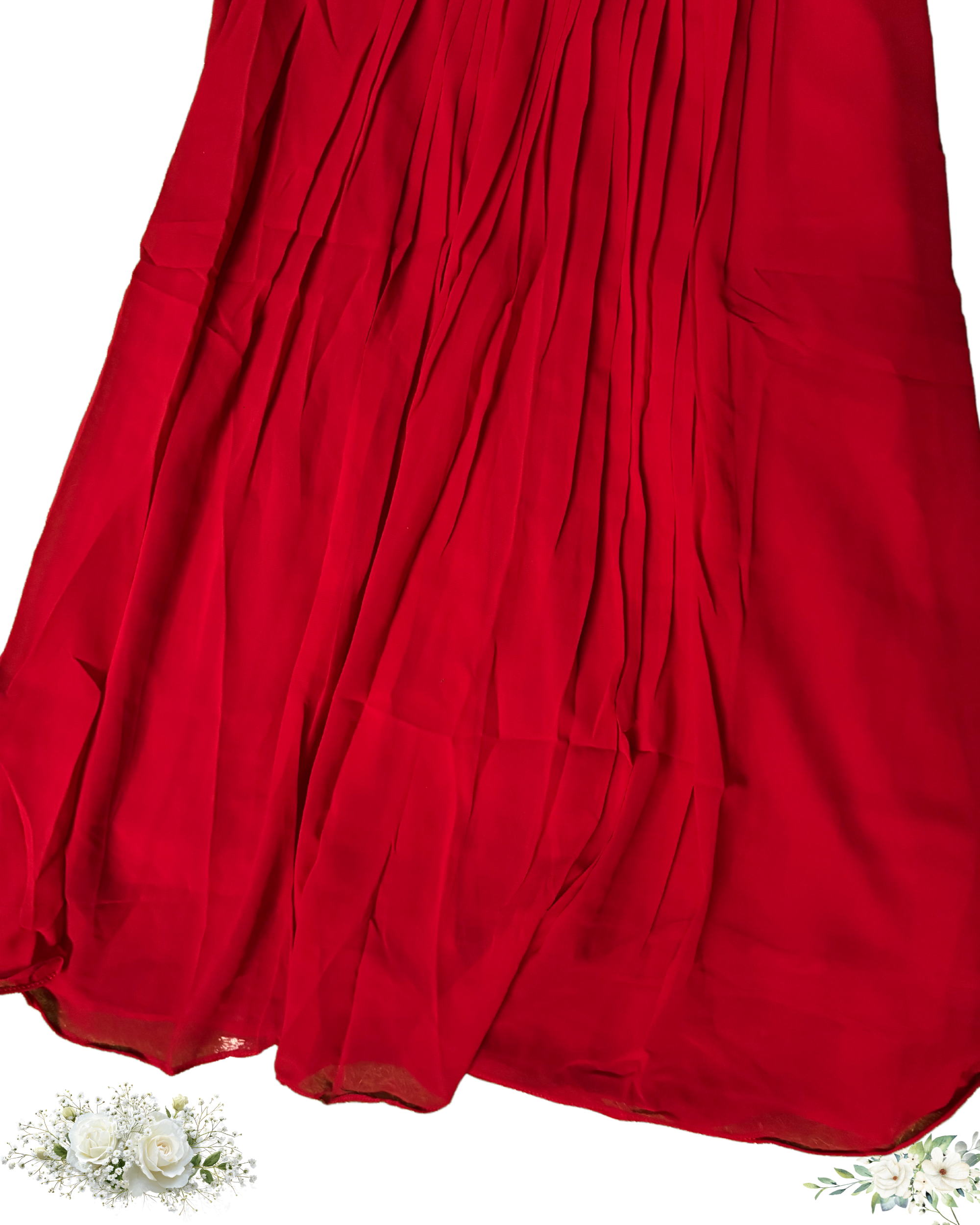Red Embroidery Sleeveless Shiffon Maxi Dress