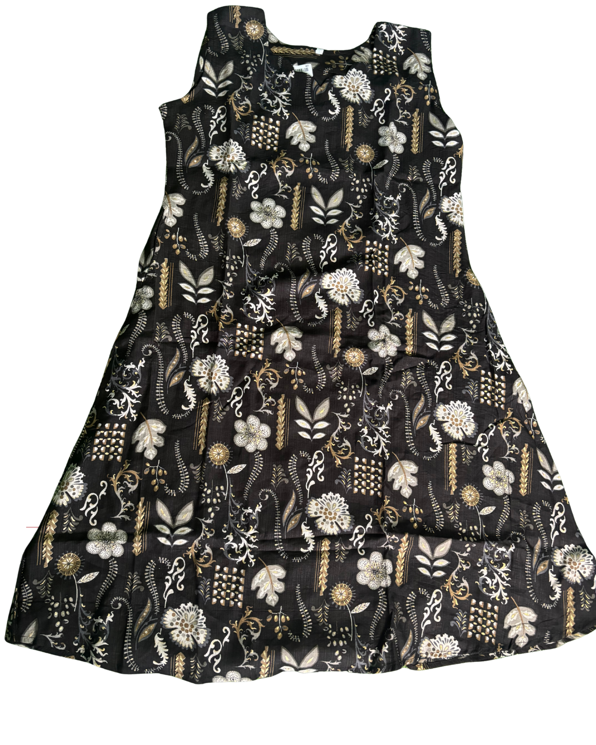 Black Floral Print Sleeveless Maxi Dress