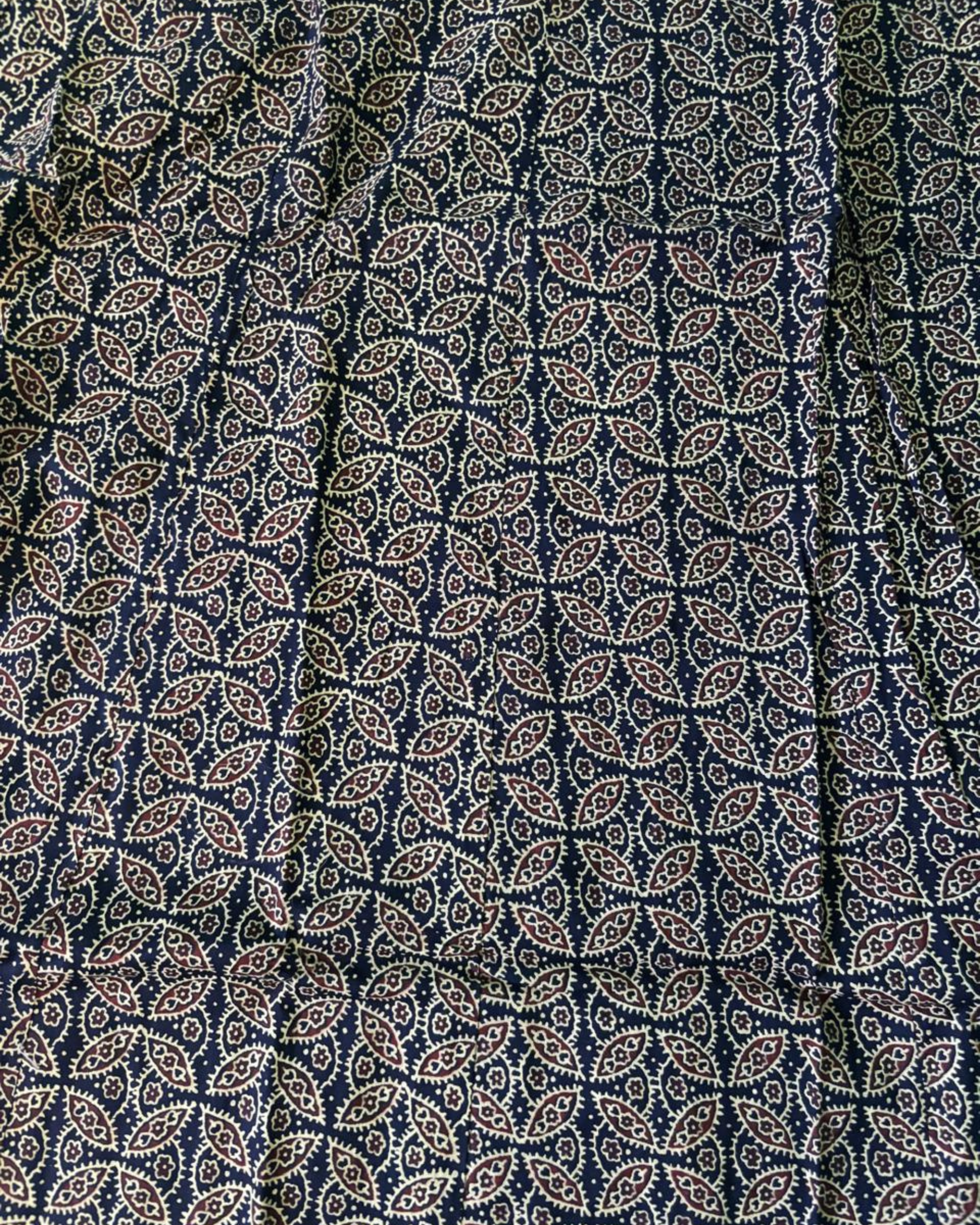 Navy BLUE Floral Printed Mirror Work Cotton Frocks