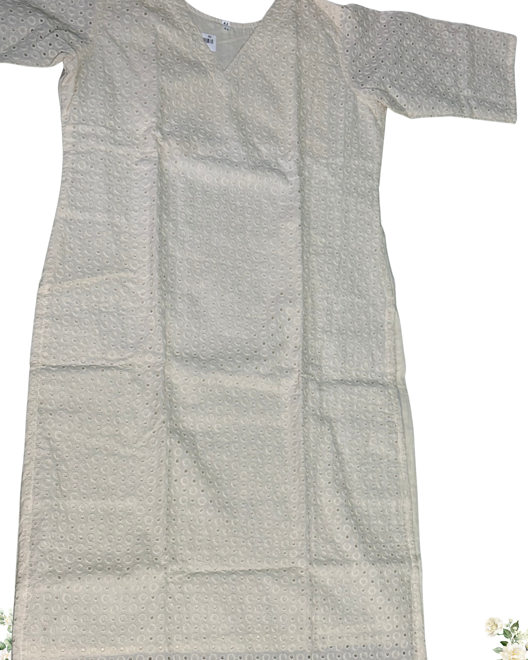 Sandal Hakoba V-Neck Cotton Kurti Set