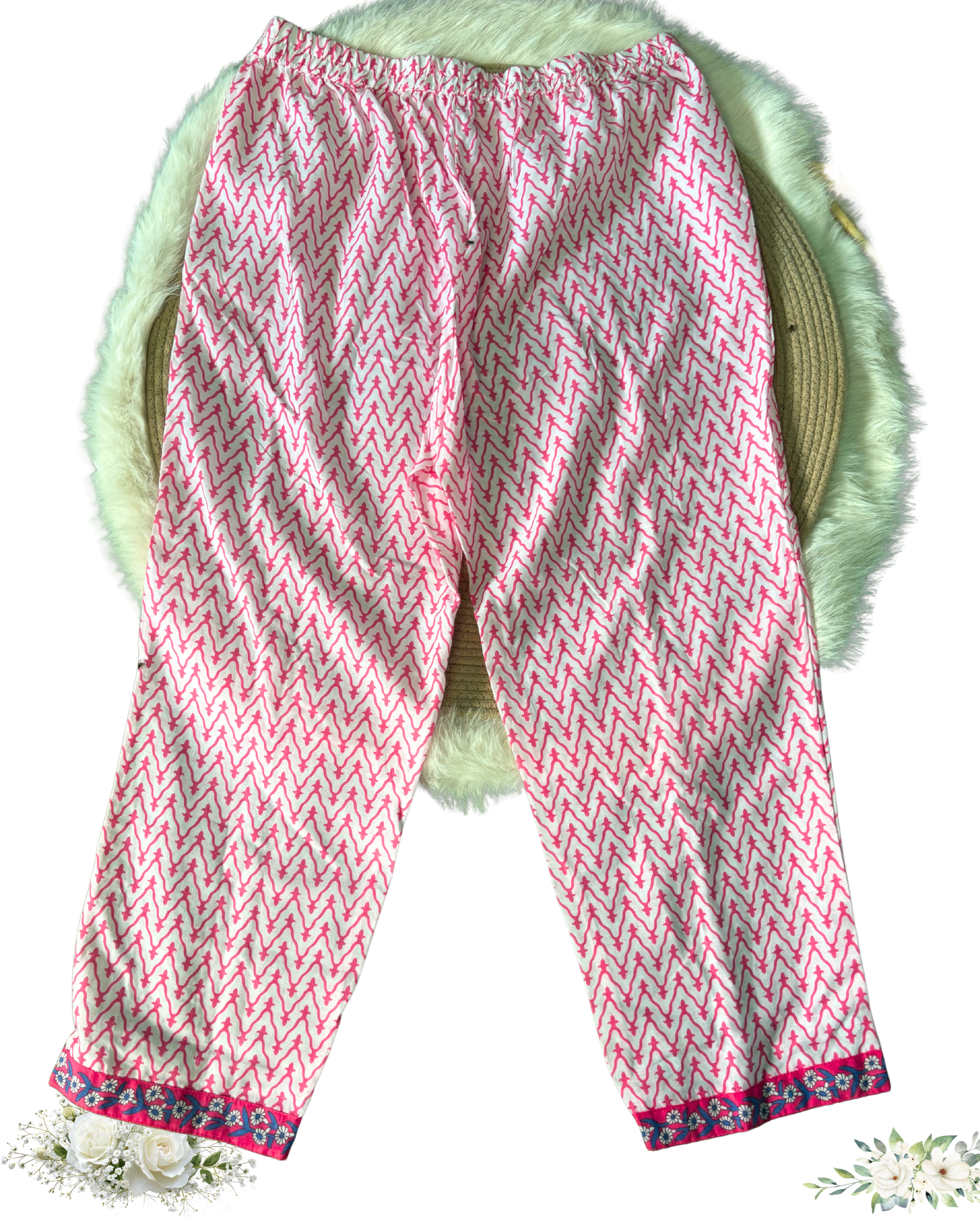 Pink & White Floral Print Cotton kurti With Duppatta Set