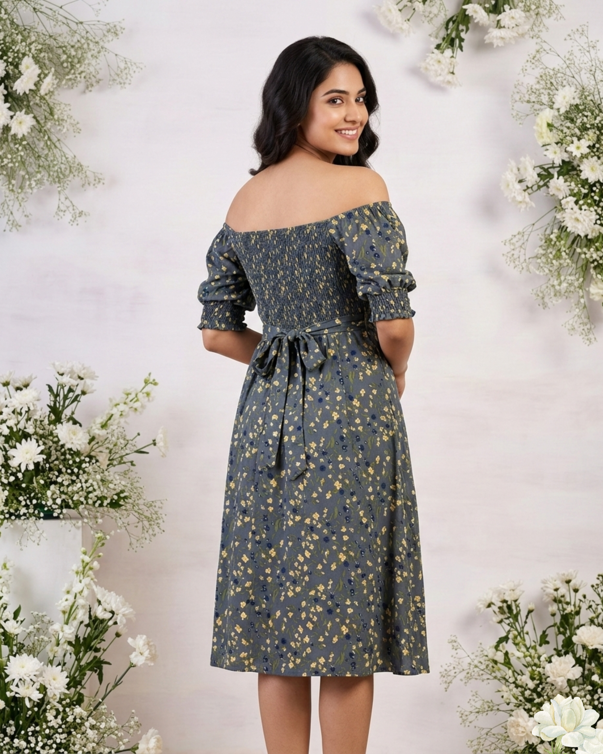 Off-Shoulder Floral cotton Frocks  Dress