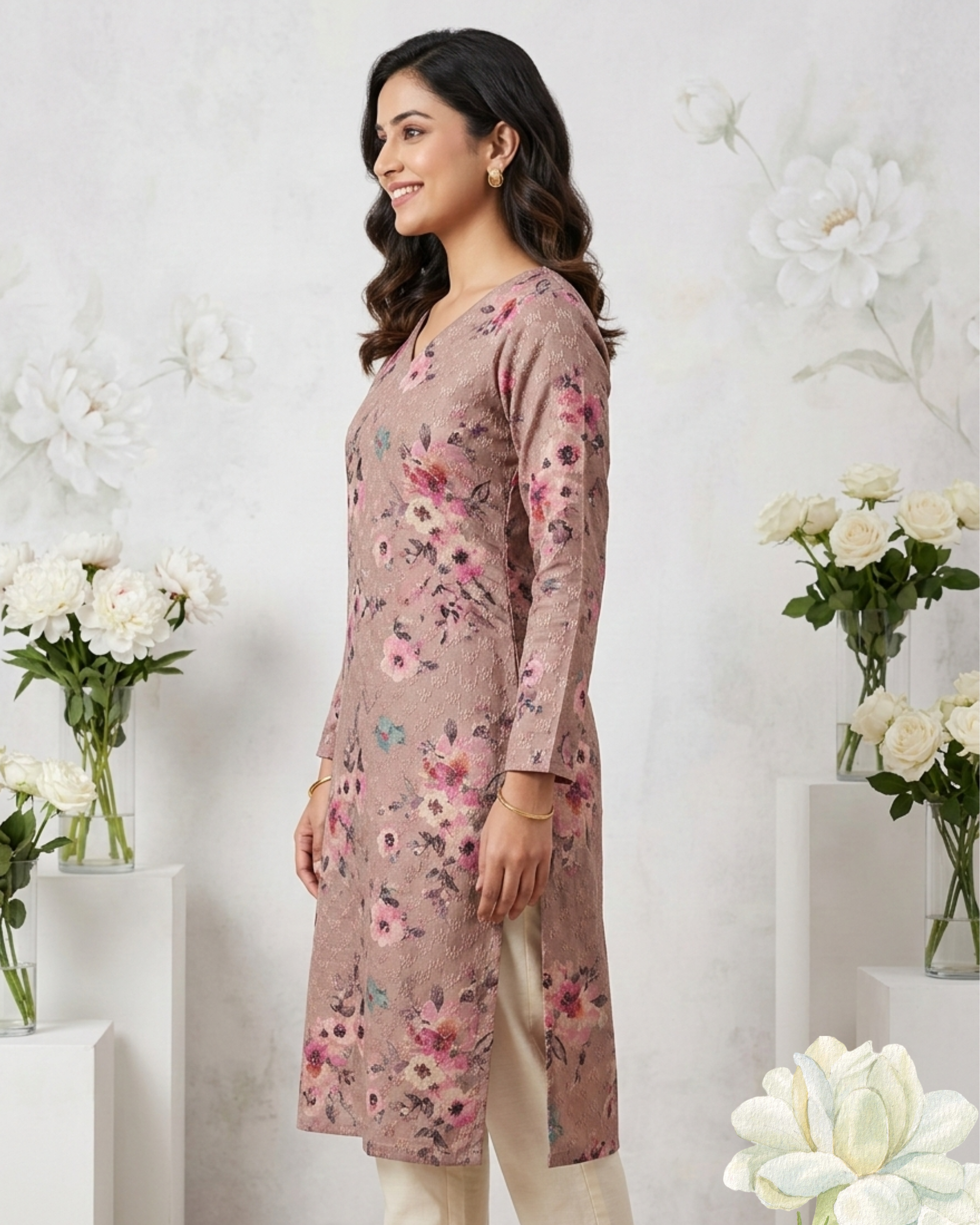 Elegant Floral Printed Straight Kurta for Women