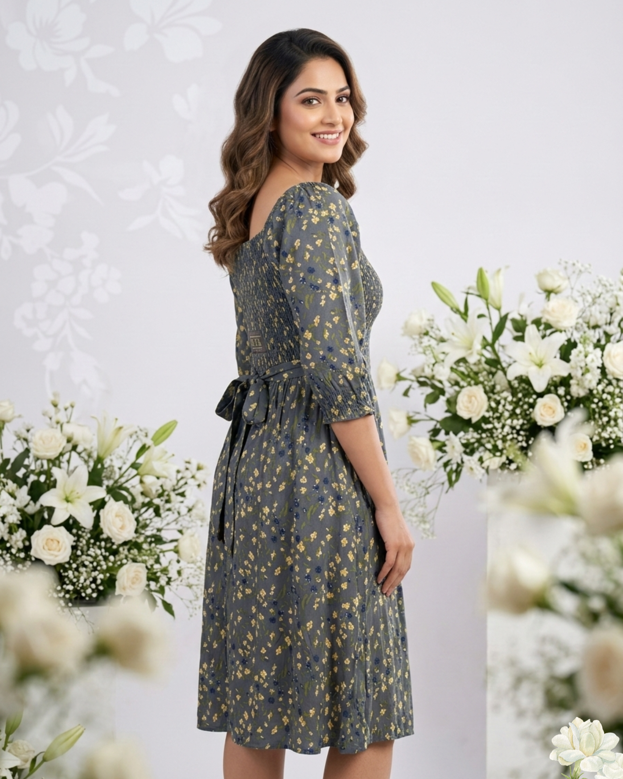 Off-Shoulder Floral cotton Frocks  Dress