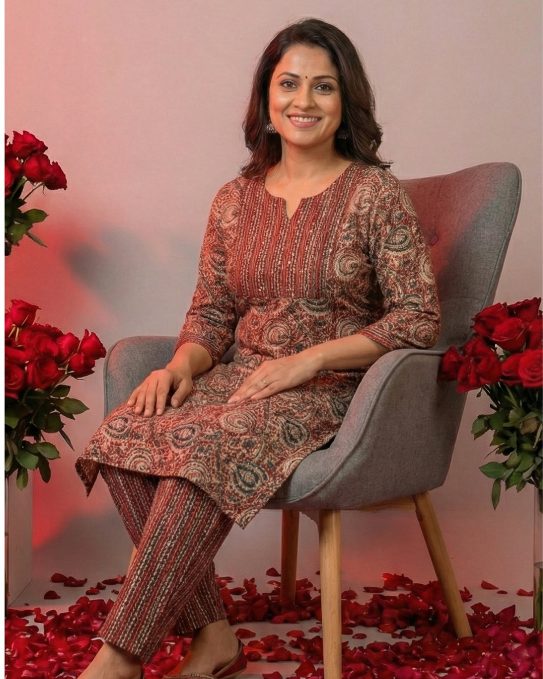 Elegant Paisley Print Kurti & Pant Set for Women