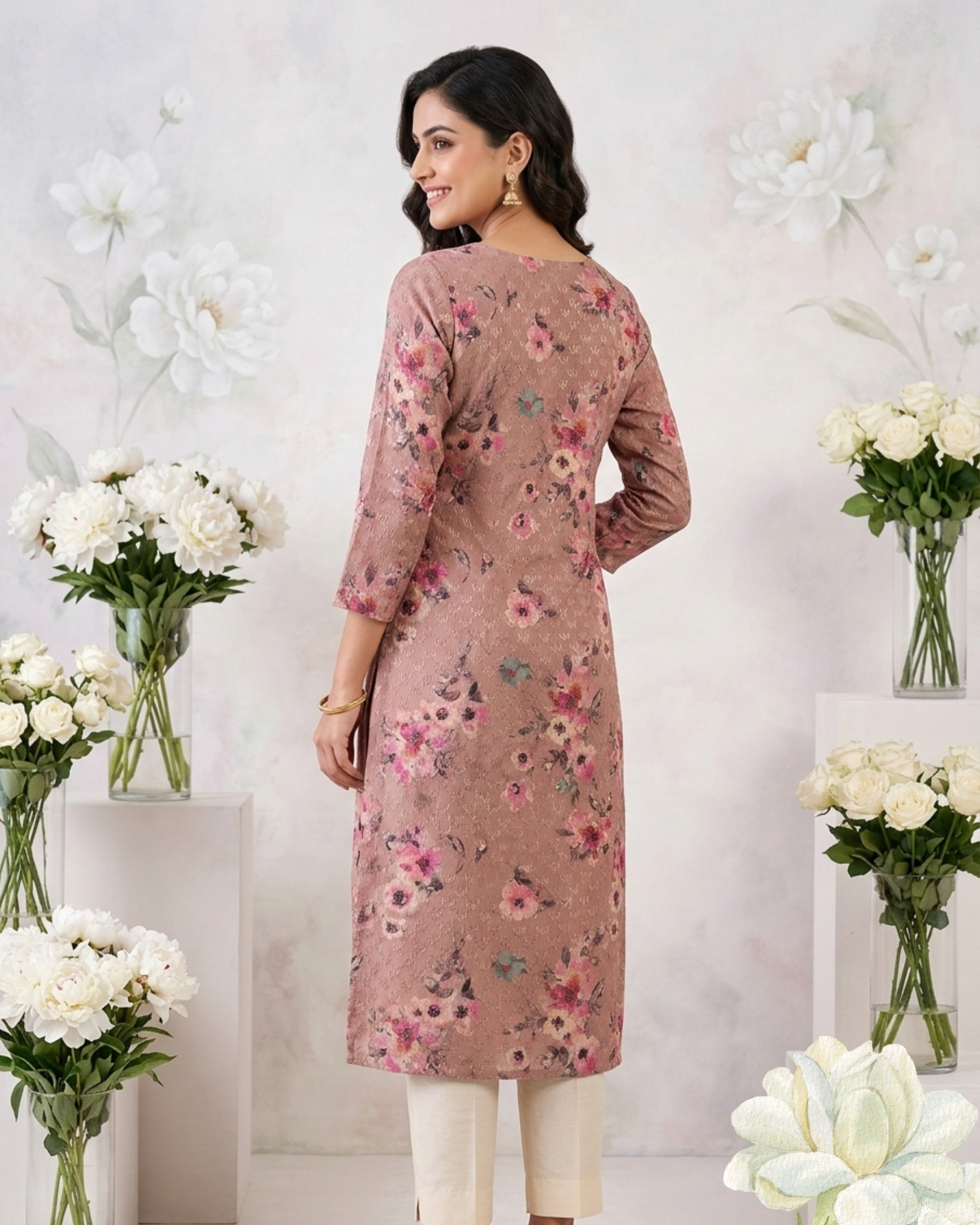 Elegant Floral Printed Straight Kurta for Women