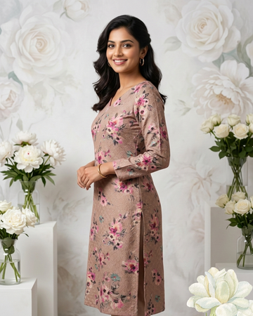Elegant Floral Printed Straight Kurta for Women