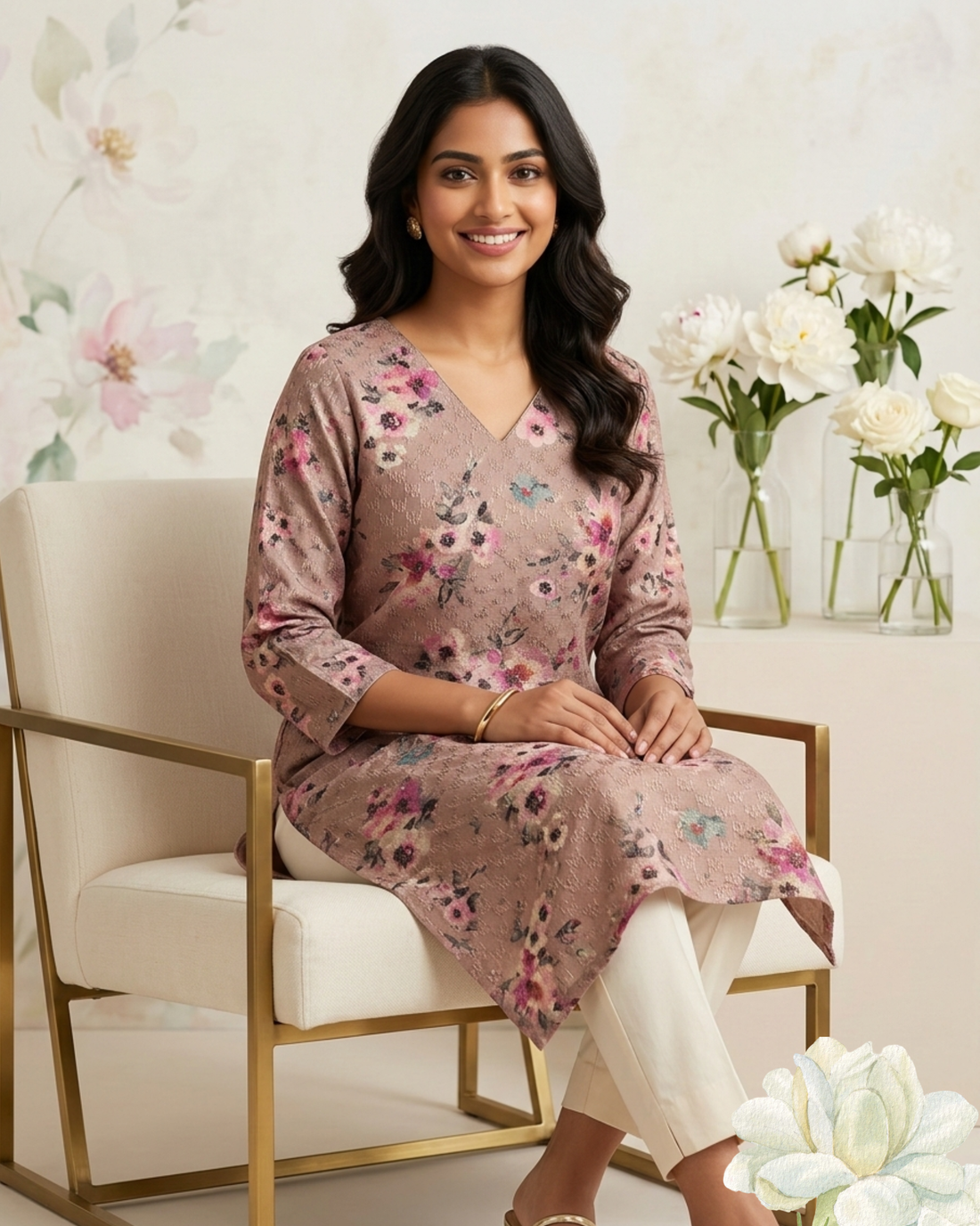 Elegant Floral Printed Straight Kurta for Women